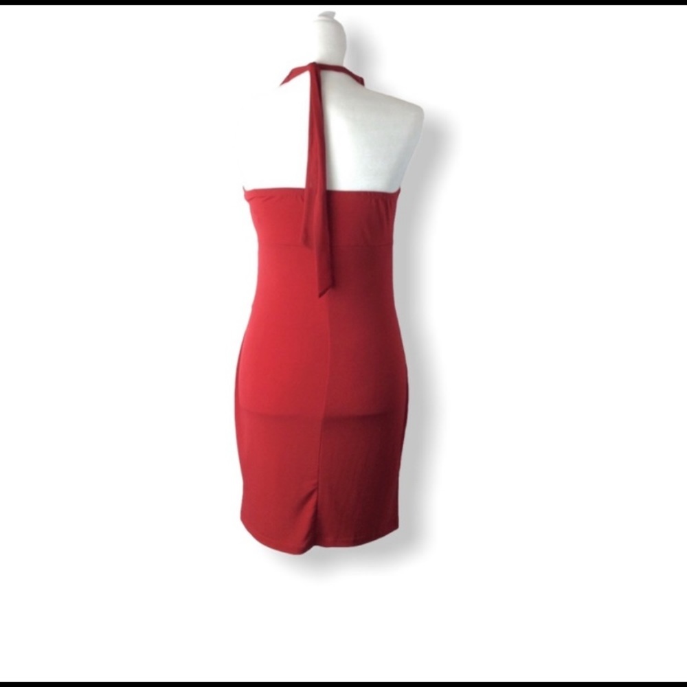 Sexy red and black halter top bodycon dress in S - Picture 3 of 8